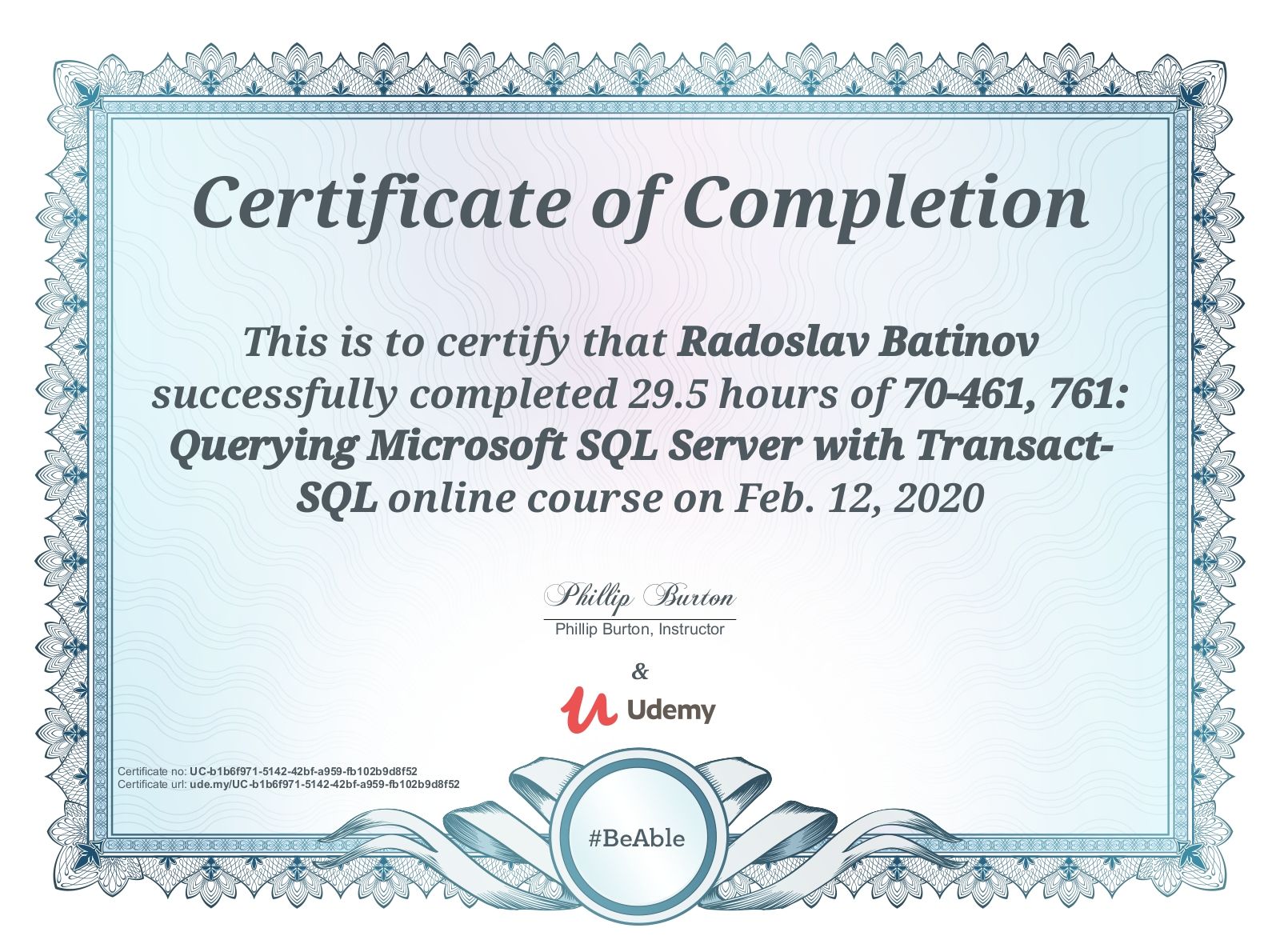 Udemy, 70-461, 761: Querying Microsoft SQL Server with Transact-SQL